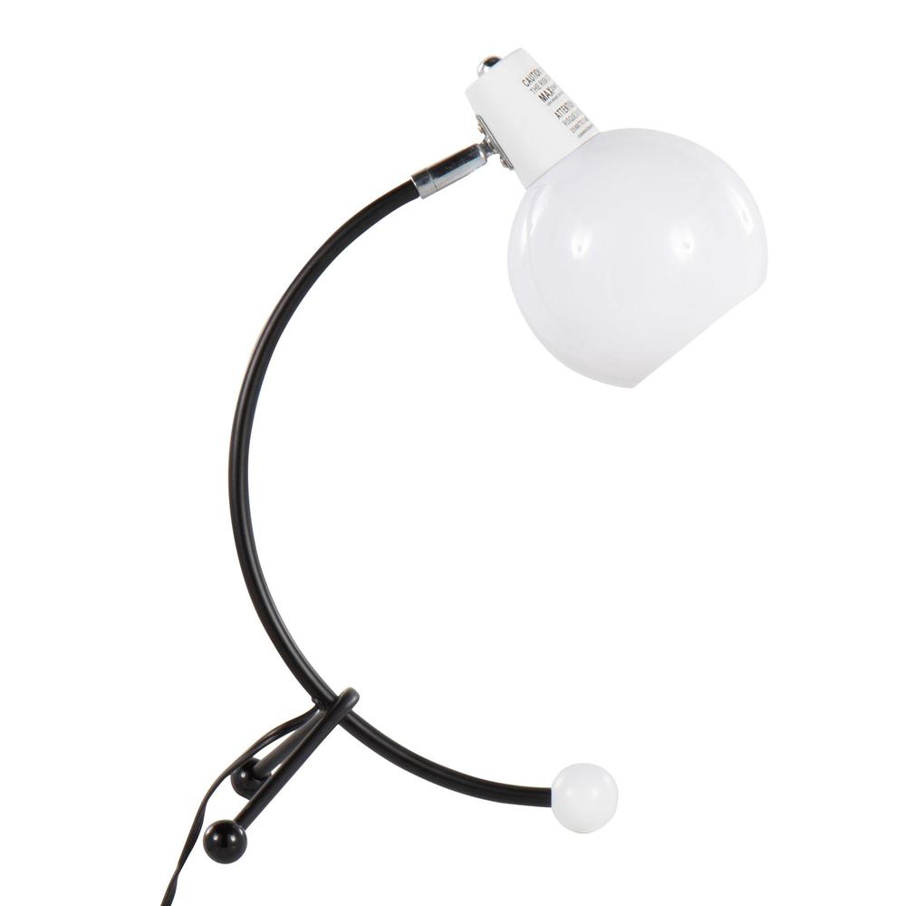 Black Metal, White Plastic Eileen Task Lamp. Picture 3