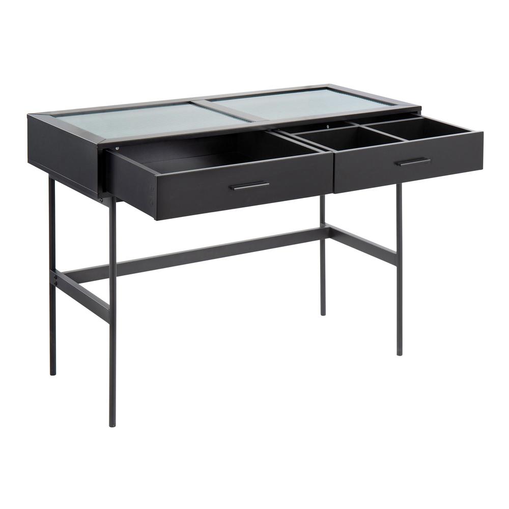 Black Steel, Black Wood Emery Console Table. Picture 1