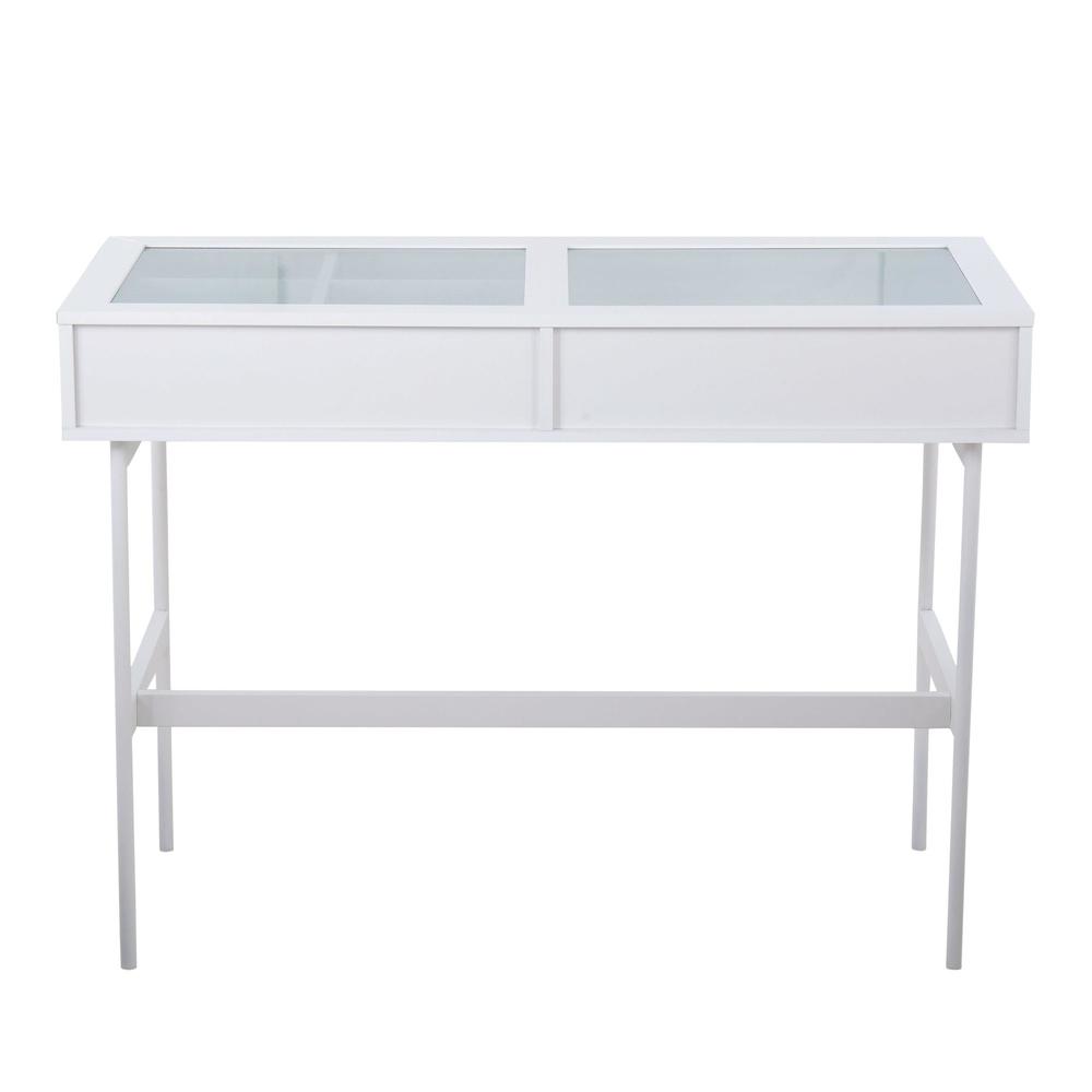White Steel, White Wood Emery Console Table. Picture 5