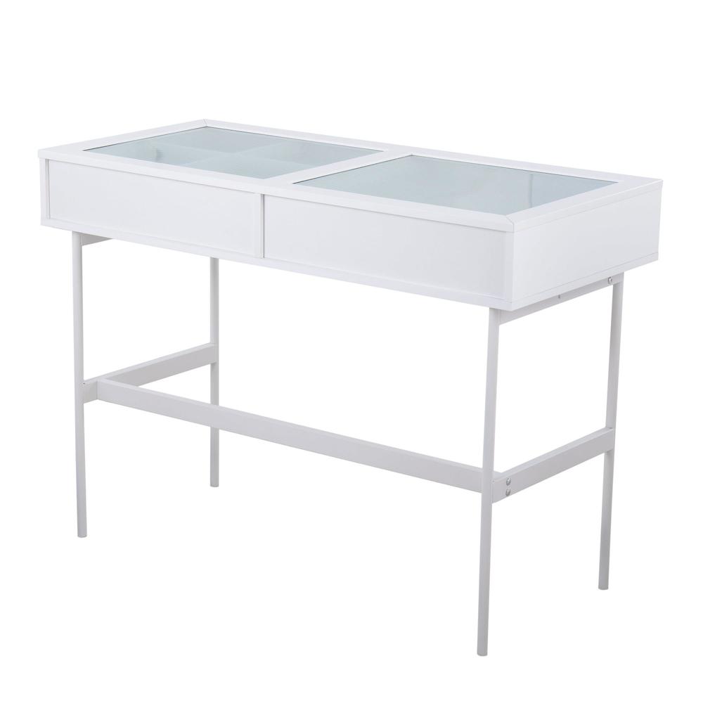 White Steel, White Wood Emery Console Table. Picture 4
