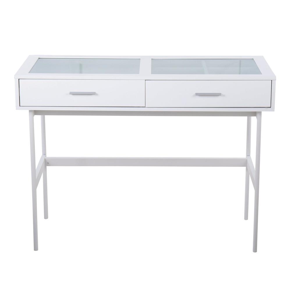 White Steel, White Wood Emery Console Table. Picture 6
