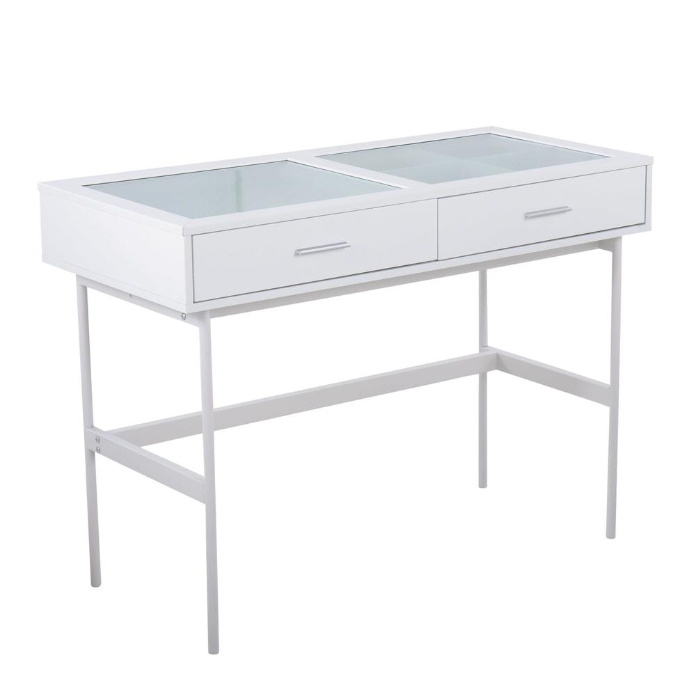 White Steel, White Wood Emery Console Table. Picture 2