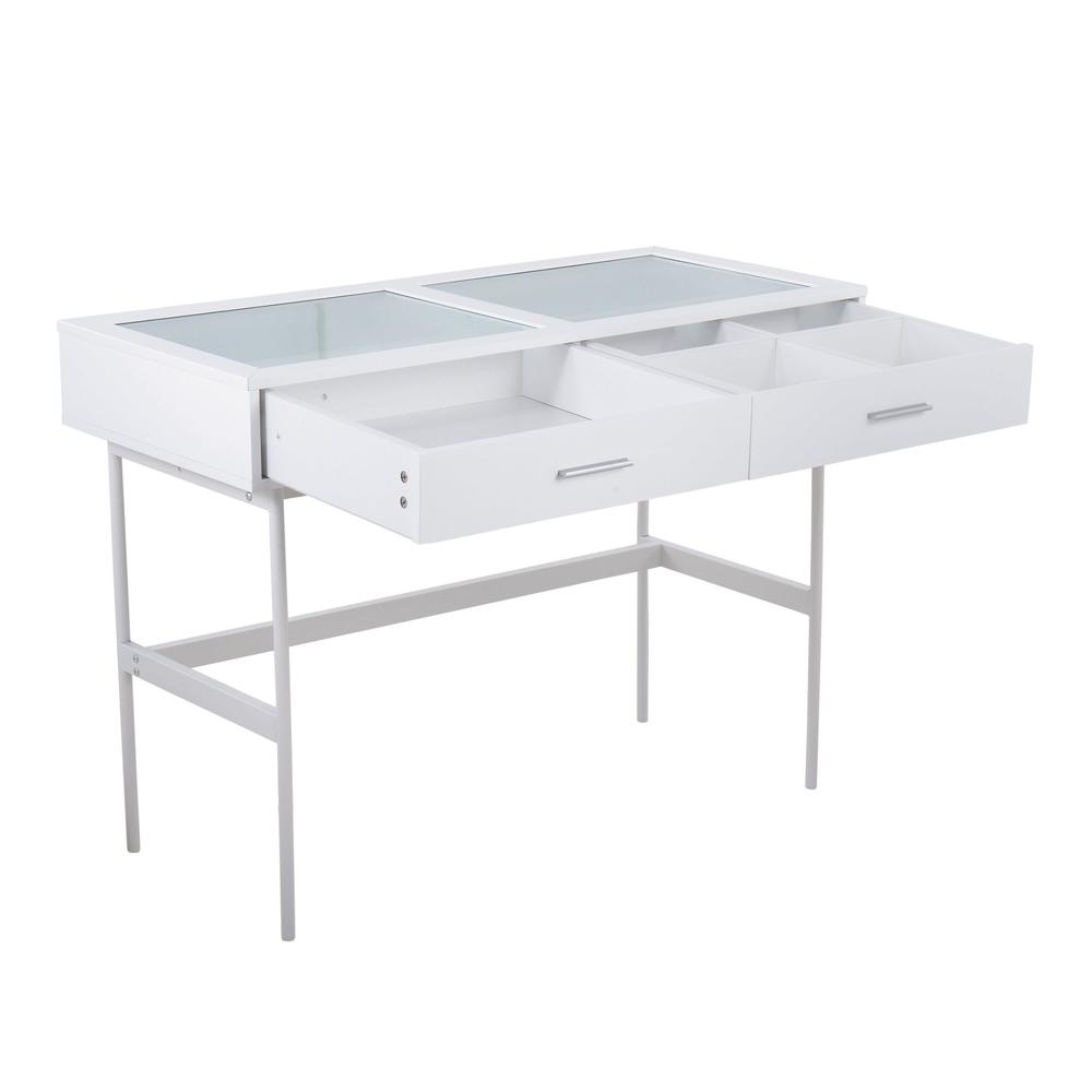 White Steel, White Wood Emery Console Table. Picture 1
