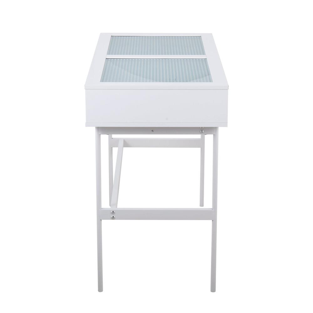 White Steel, White Wood Emery Console Table. Picture 3