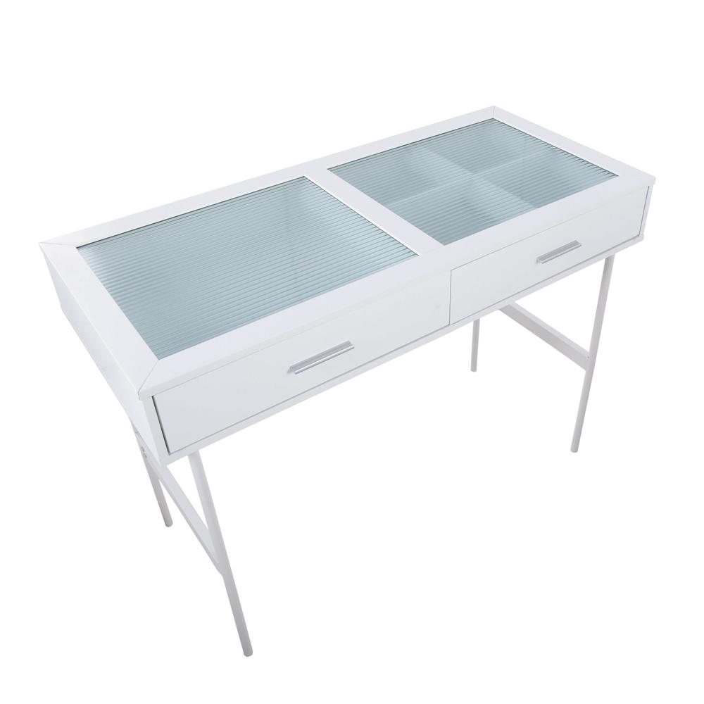 White Steel, White Wood Emery Console Table. Picture 7