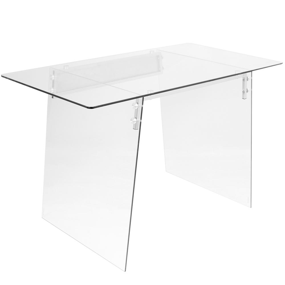 Glacier Contemporary Desk in Clear and Chrome. Picture 1