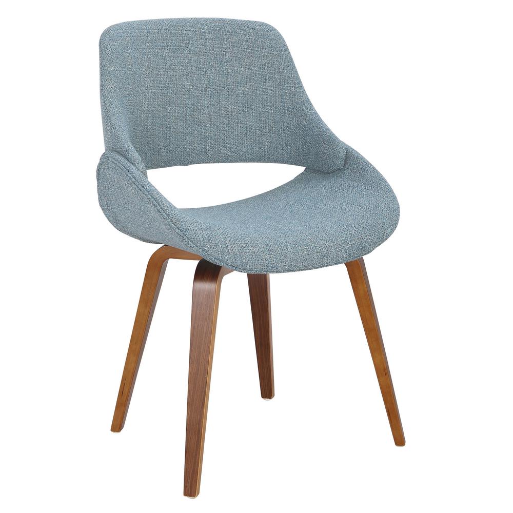 Walnut, Blue Fabrico Chair - Set of 2. Picture 2