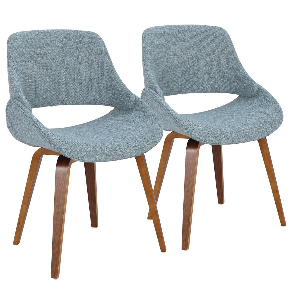 Walnut, Blue Fabrico Chair - Set of 2. Picture 1