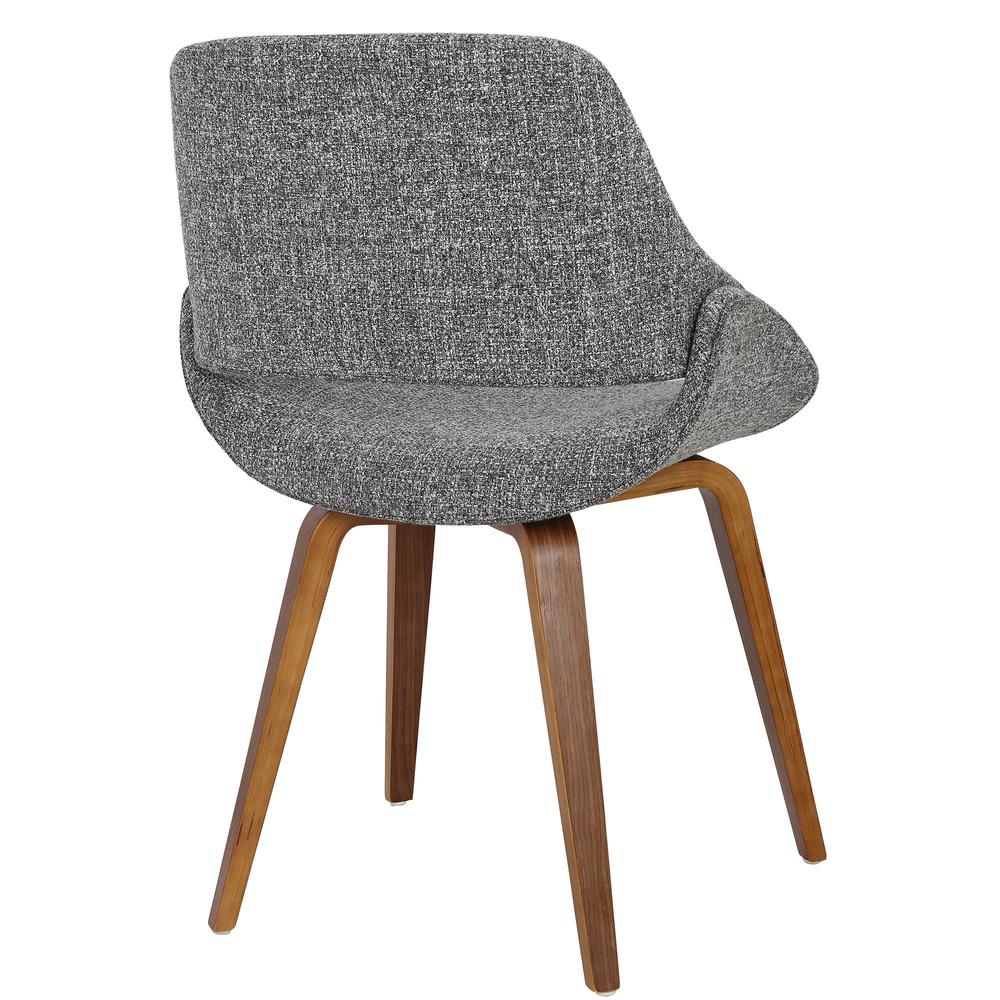 Fabrico Mid-Century Modern Dining/Accent Chair in Walnut and Grey Noise Fabric - Set of 2. Picture 4