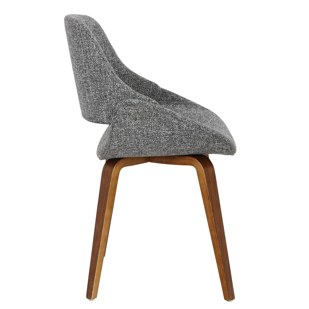 Fabrico Mid-Century Modern Dining/Accent Chair in Walnut and Grey Noise Fabric - Set of 2. Picture 3
