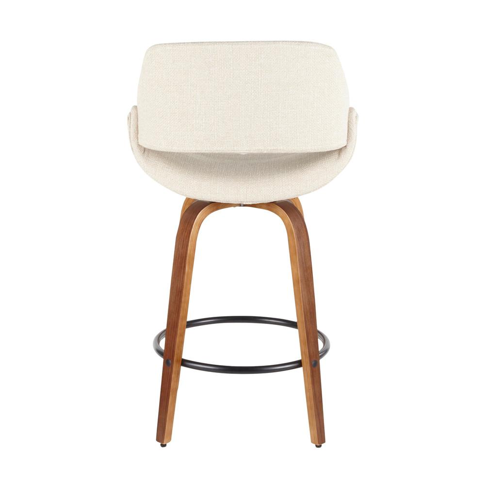 Walnut Wood, Cream Noise Fabric, Black Metal Fabrico Counter Stool - Set of 2. Picture 5
