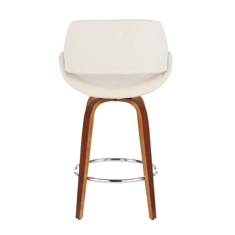 Walnut Wood, Cream Fabric, Chrome Fabrico Counter Stool - Set of 2. Picture 5