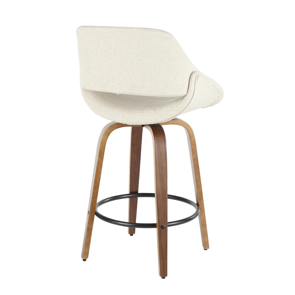 Walnut Wood, Cream Noise Fabric, Black Metal Fabrico Counter Stool - Set of 2. Picture 4