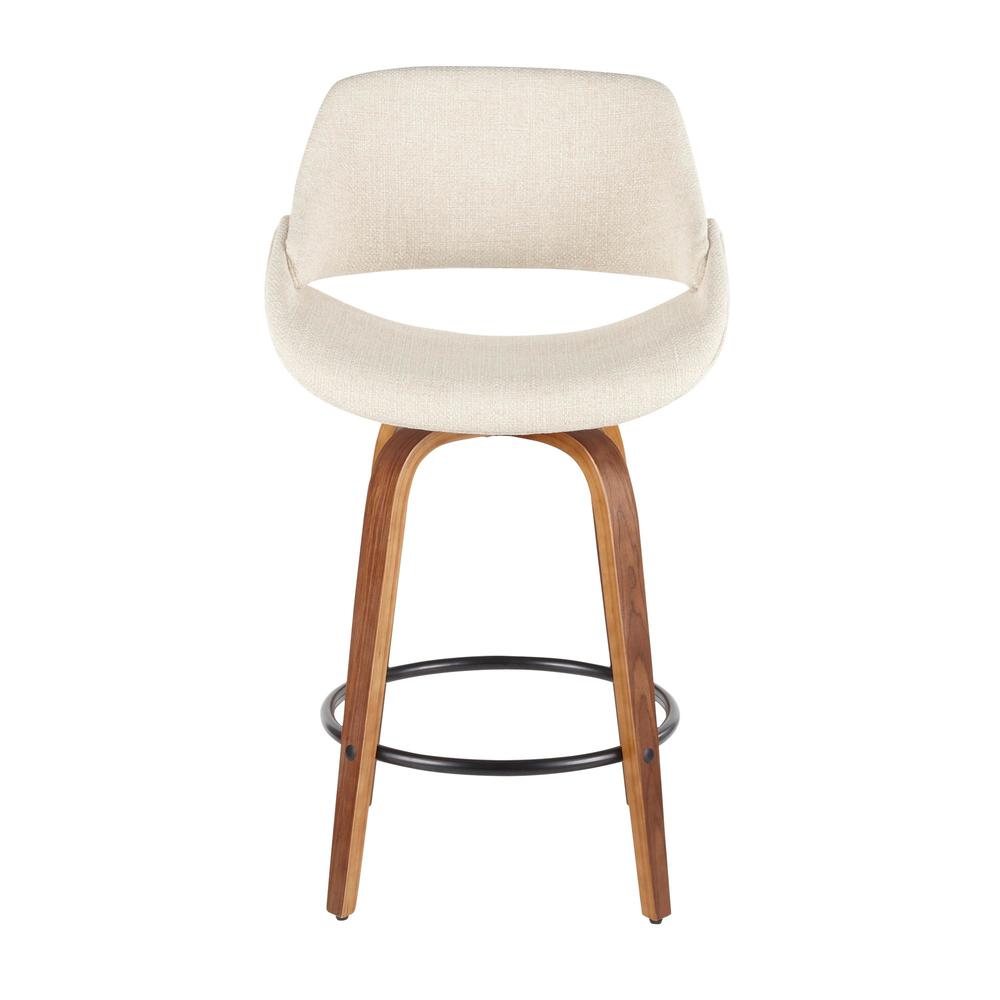 Walnut Wood, Cream Noise Fabric, Black Metal Fabrico Counter Stool - Set of 2. Picture 6