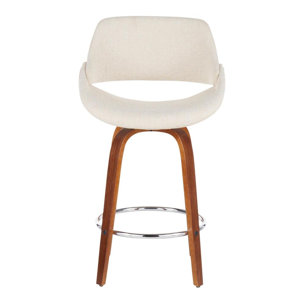 Walnut Wood, Cream Fabric, Chrome Fabrico Counter Stool - Set of 2. Picture 6