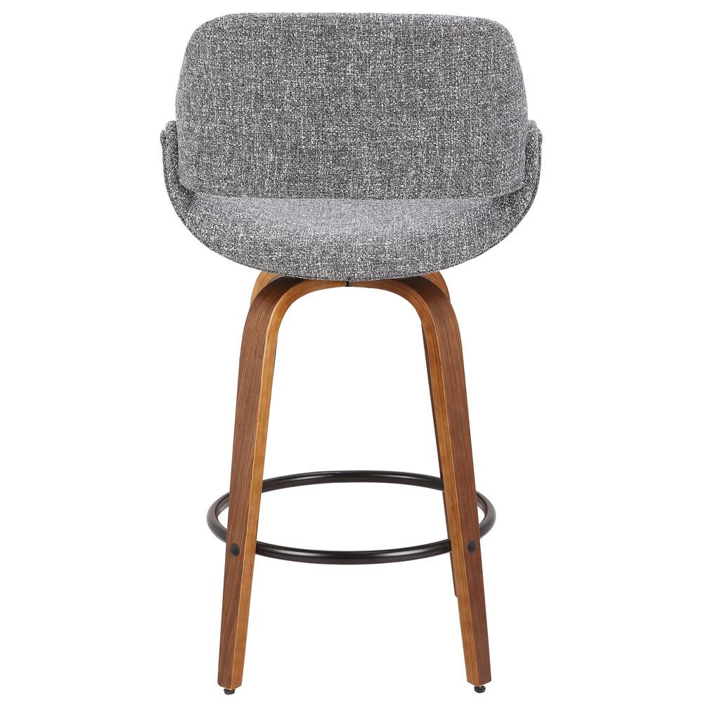 Walnut Wood, Grey Noise Fabric, Black Metal Fabrico Counter Stool - Set of 2. Picture 5