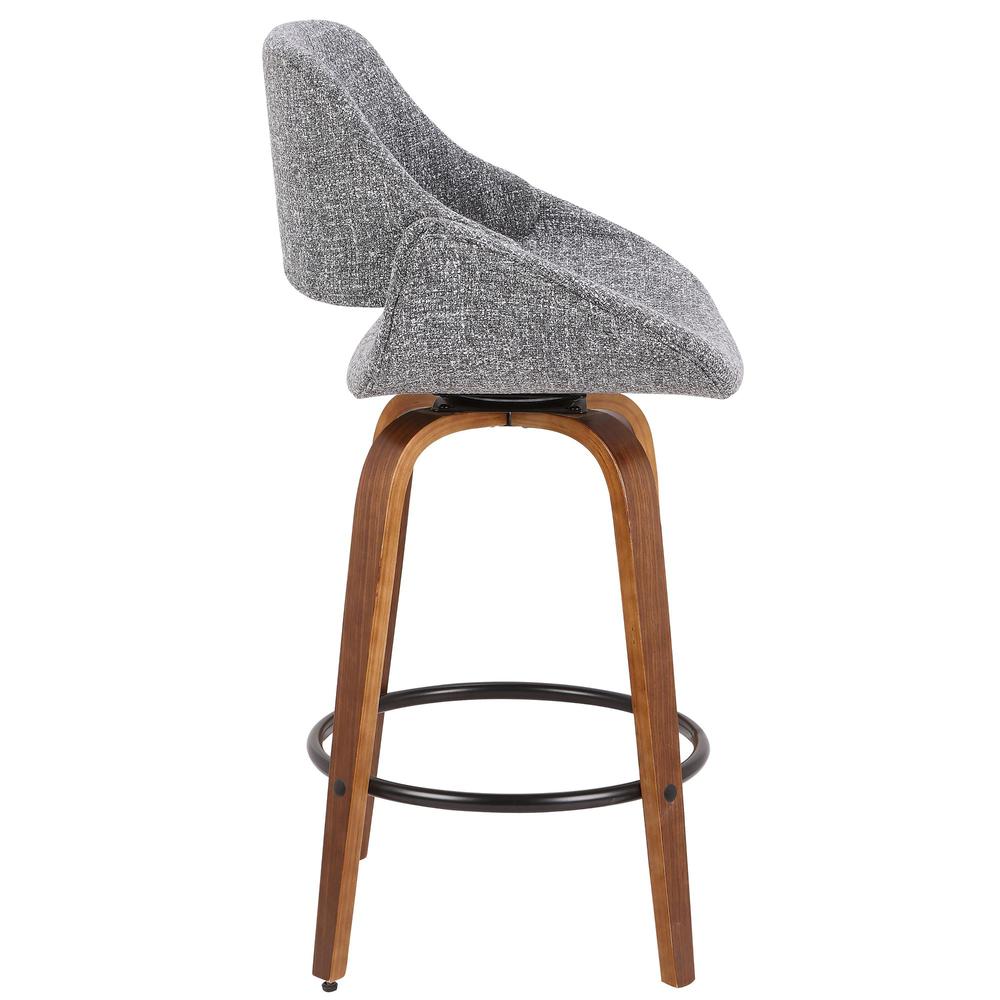 Walnut Wood, Grey Noise Fabric, Black Metal Fabrico Counter Stool - Set of 2. Picture 3