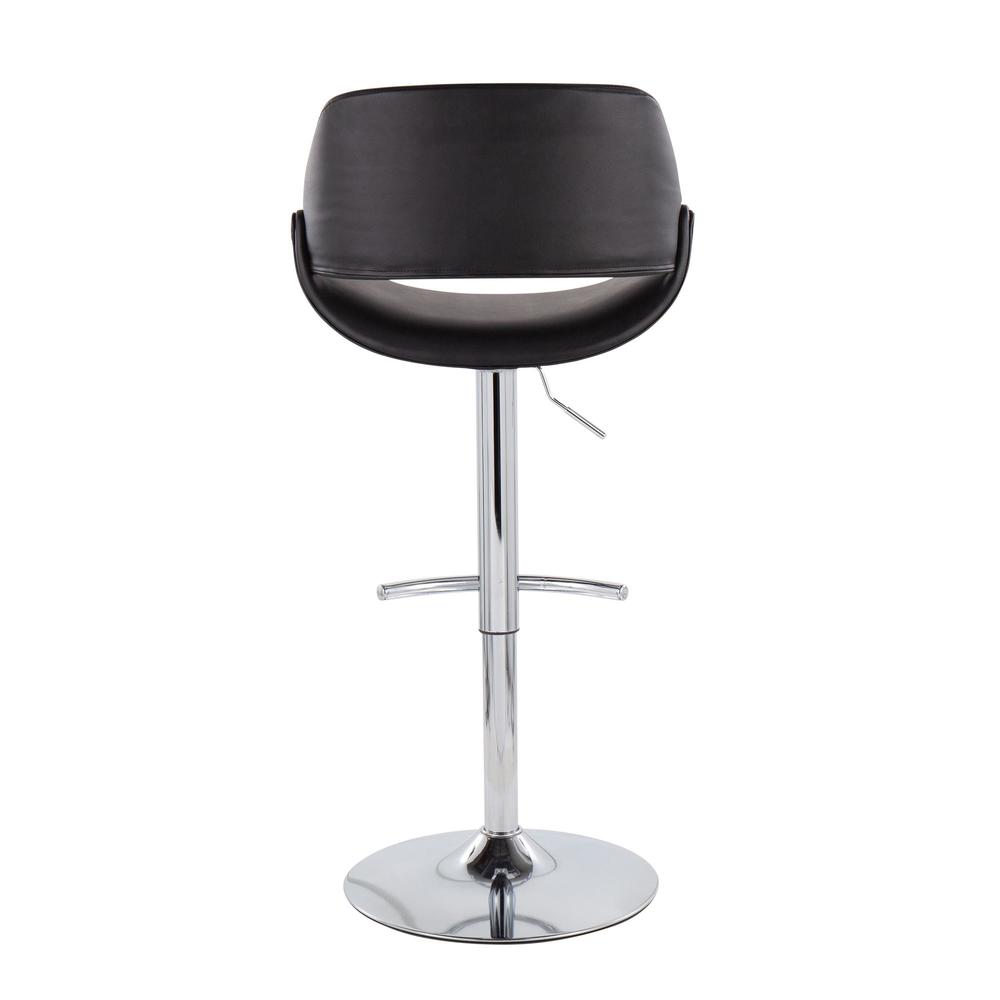 Chrome, Black PU Fabrico Adjustable Bar Stool - Set of 2. Picture 5