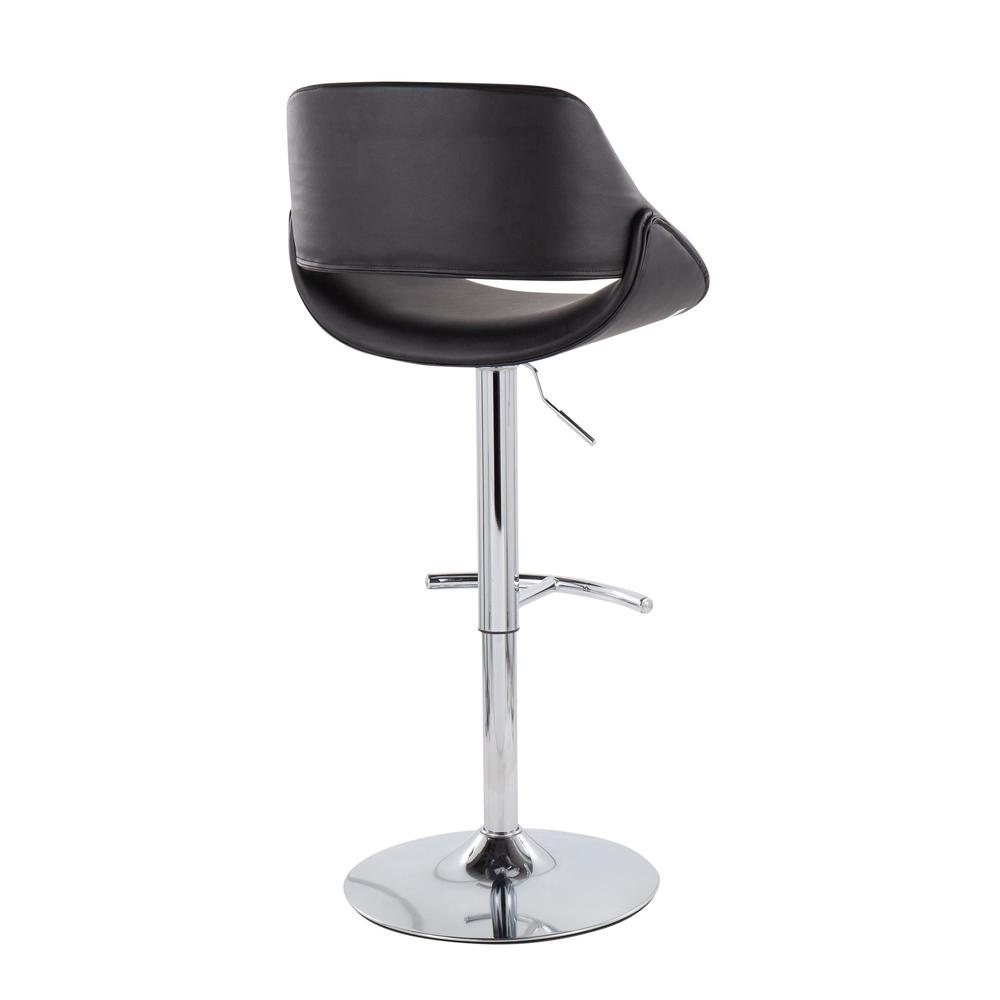 Chrome, Black PU Fabrico Adjustable Bar Stool - Set of 2. Picture 4