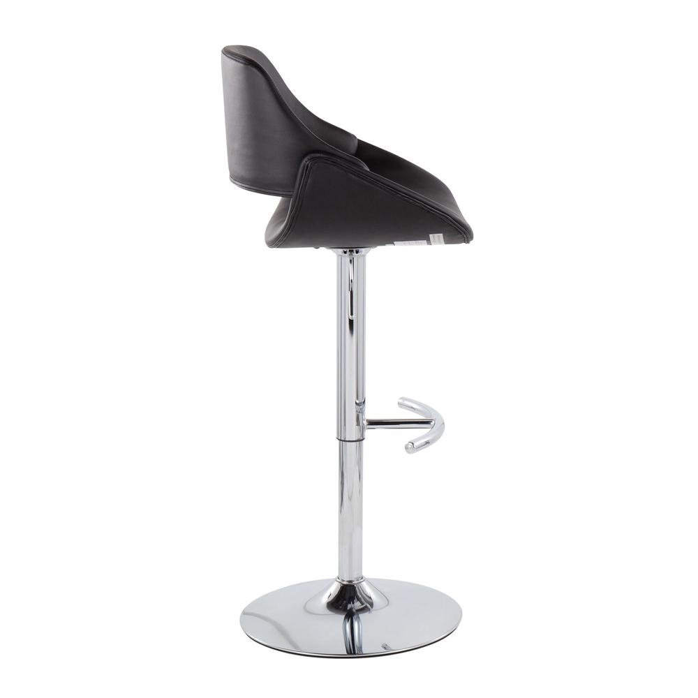 Chrome, Black PU Fabrico Adjustable Bar Stool - Set of 2. Picture 3