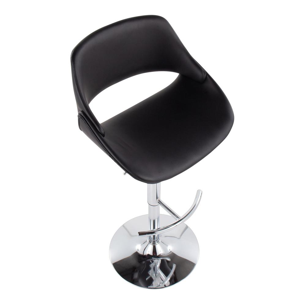 Chrome, Black PU Fabrico Adjustable Bar Stool - Set of 2. Picture 7
