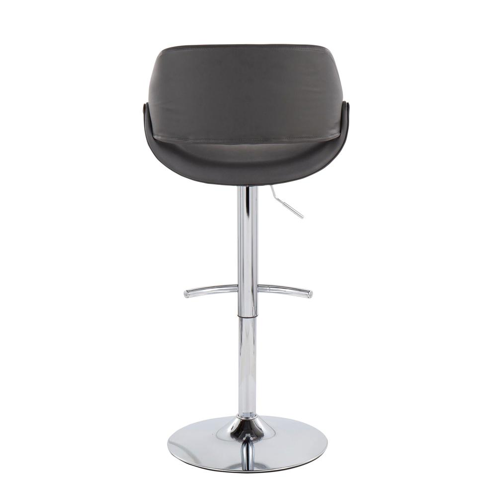Chrome, Grey PU Fabrico Adjustable Bar Stool - Set of 2. Picture 5