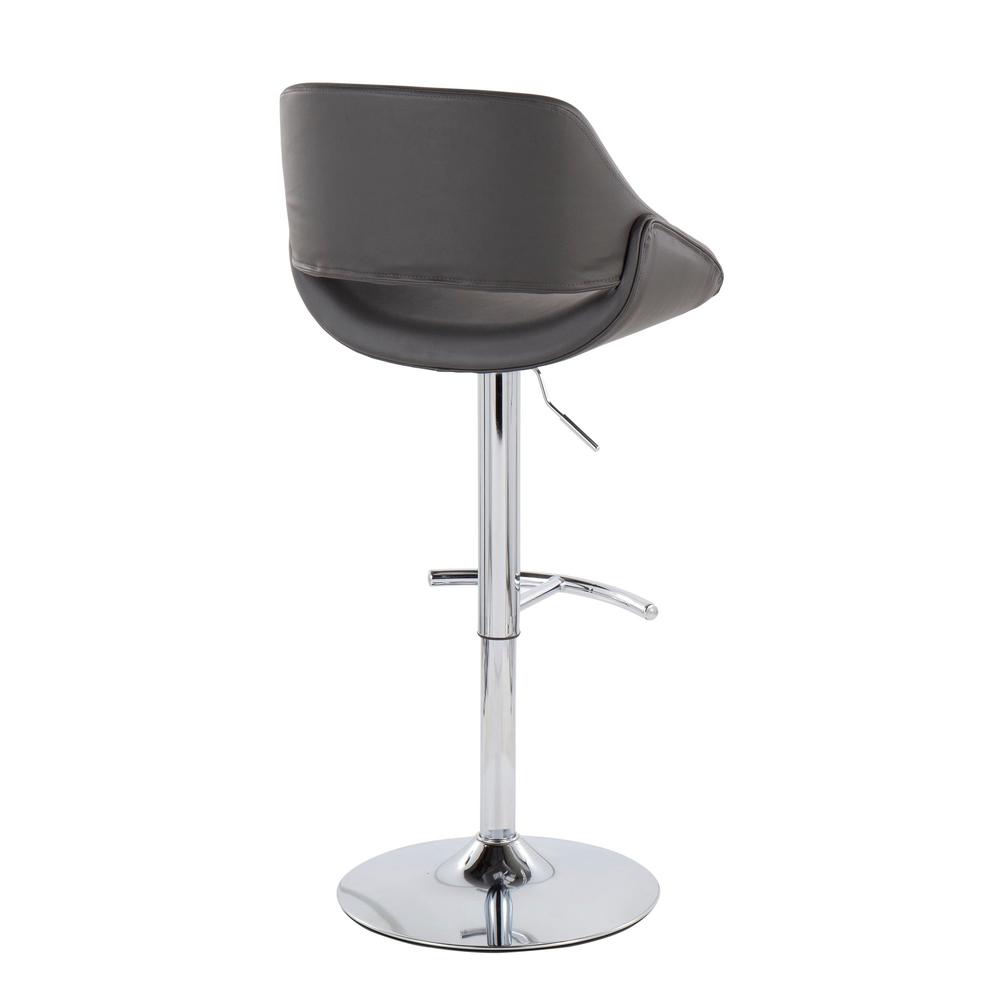 Chrome, Grey PU Fabrico Adjustable Bar Stool - Set of 2. Picture 4