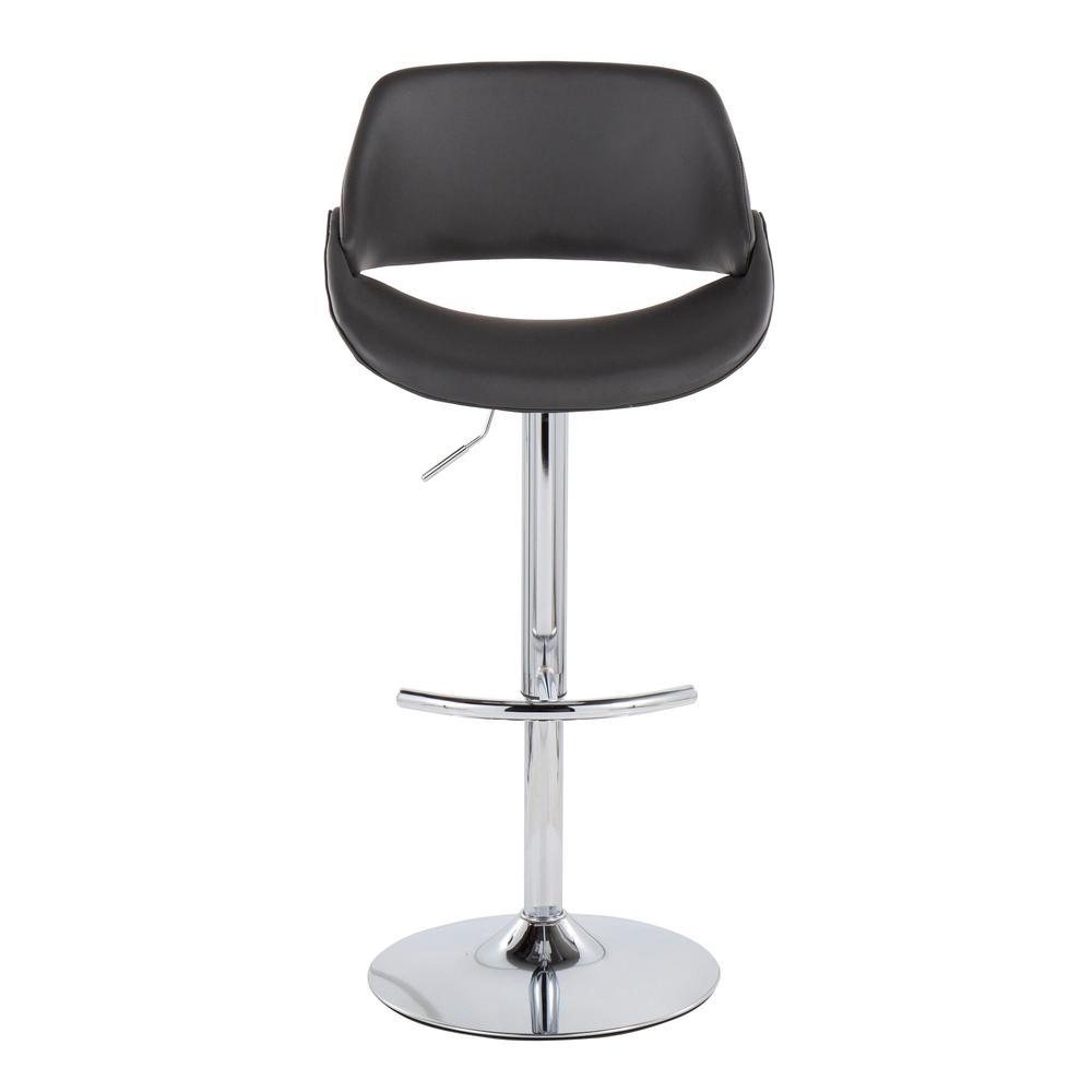 Chrome, Grey PU Fabrico Adjustable Bar Stool - Set of 2. Picture 6
