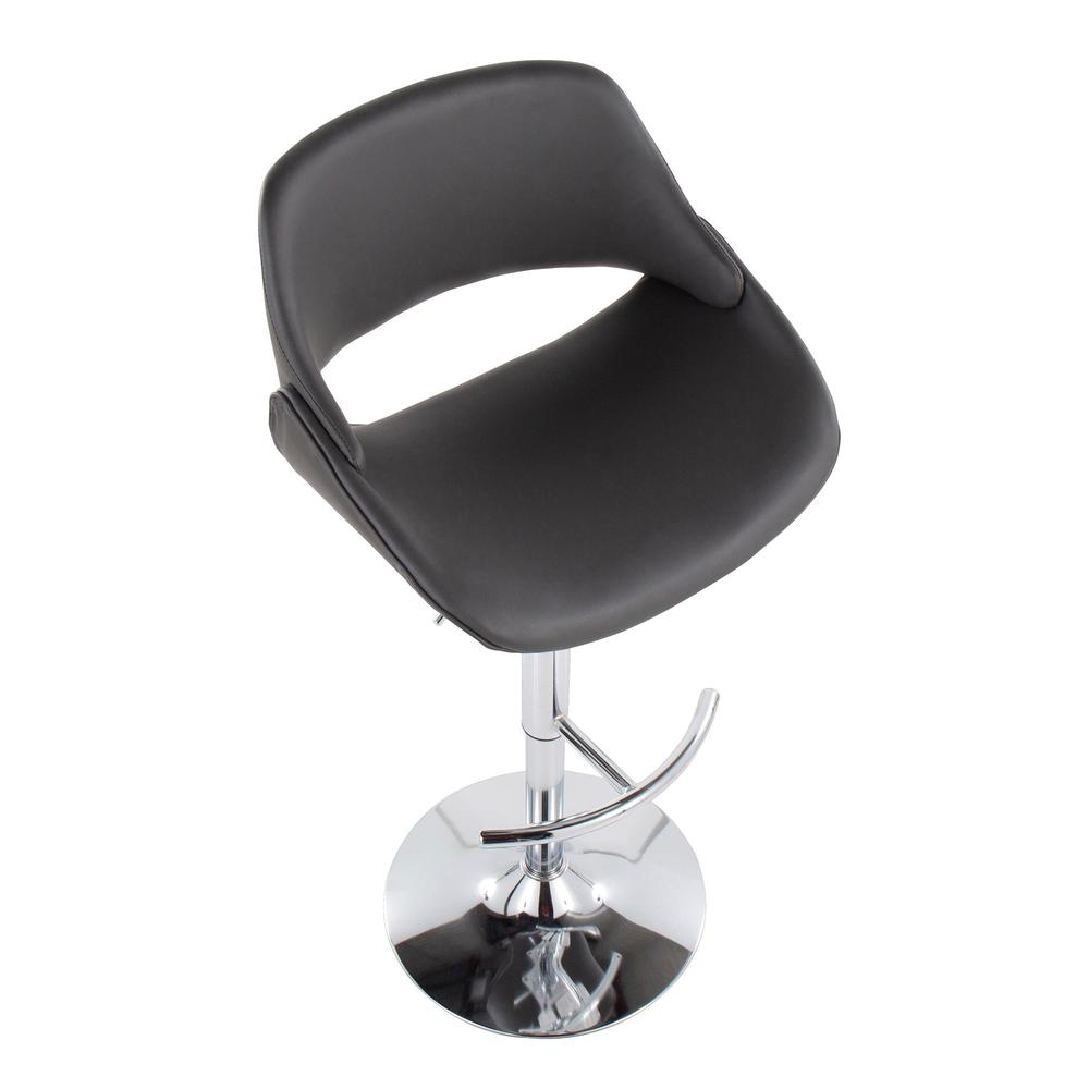 Chrome, Grey PU Fabrico Adjustable Bar Stool - Set of 2. Picture 7