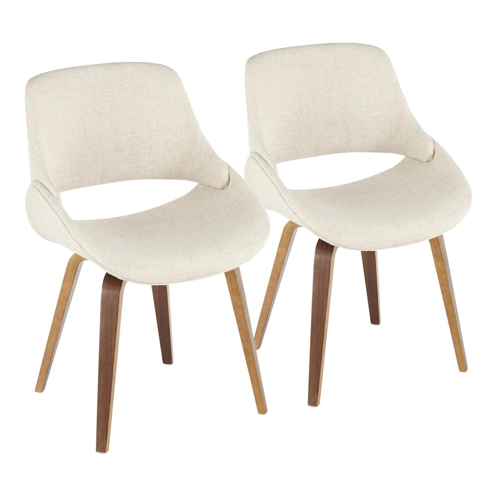 Walnut Wood, Cream PU Fabrico Chair - Set of 2. Picture 1