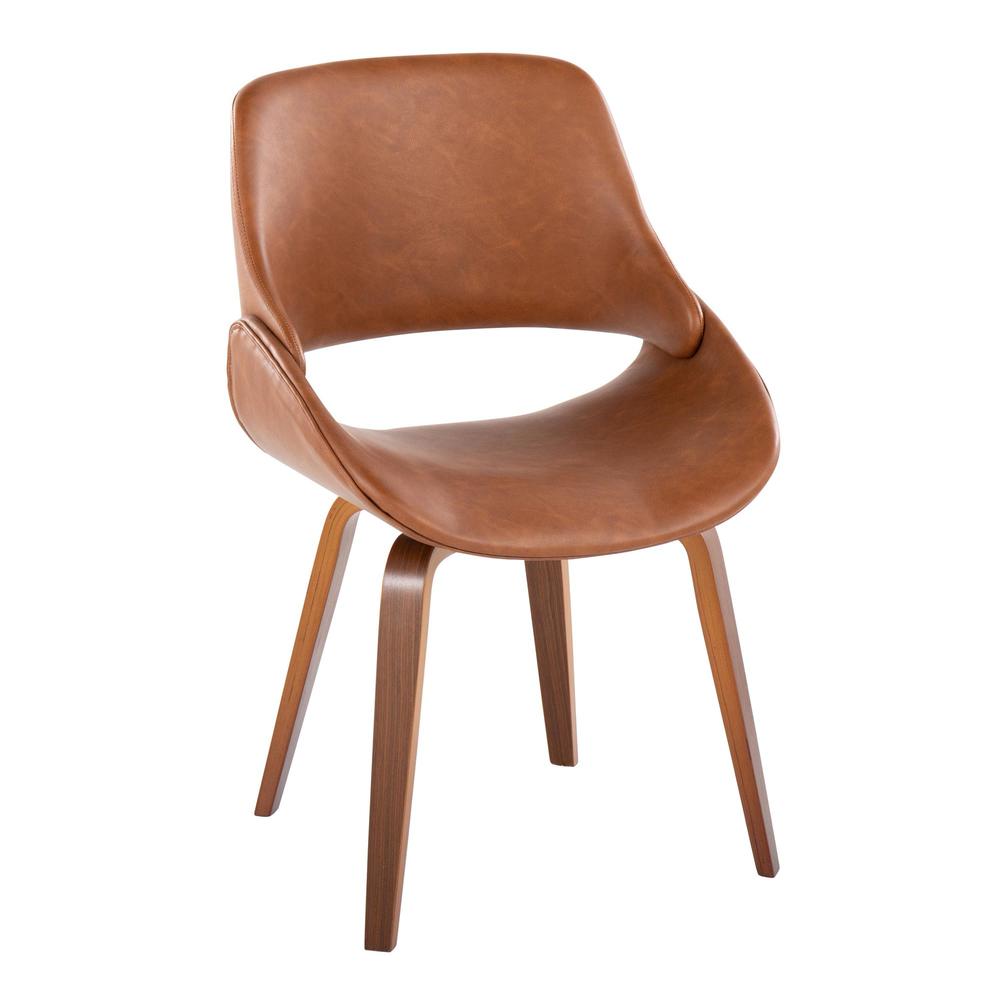 Walnut Wood, Camel PU Fabrico Chair - Set of 2. Picture 2