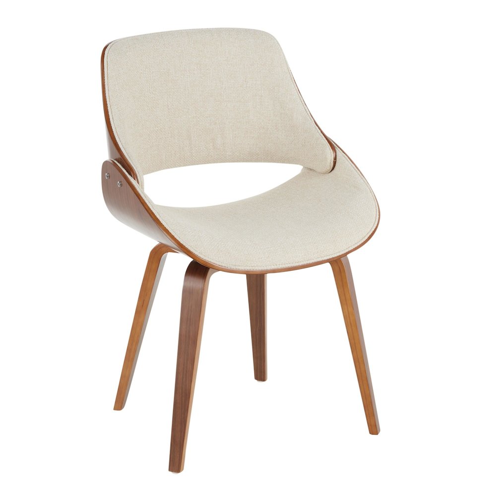 Walnut Wood, Cream Fabric Fabrizzi Chair. Picture 1