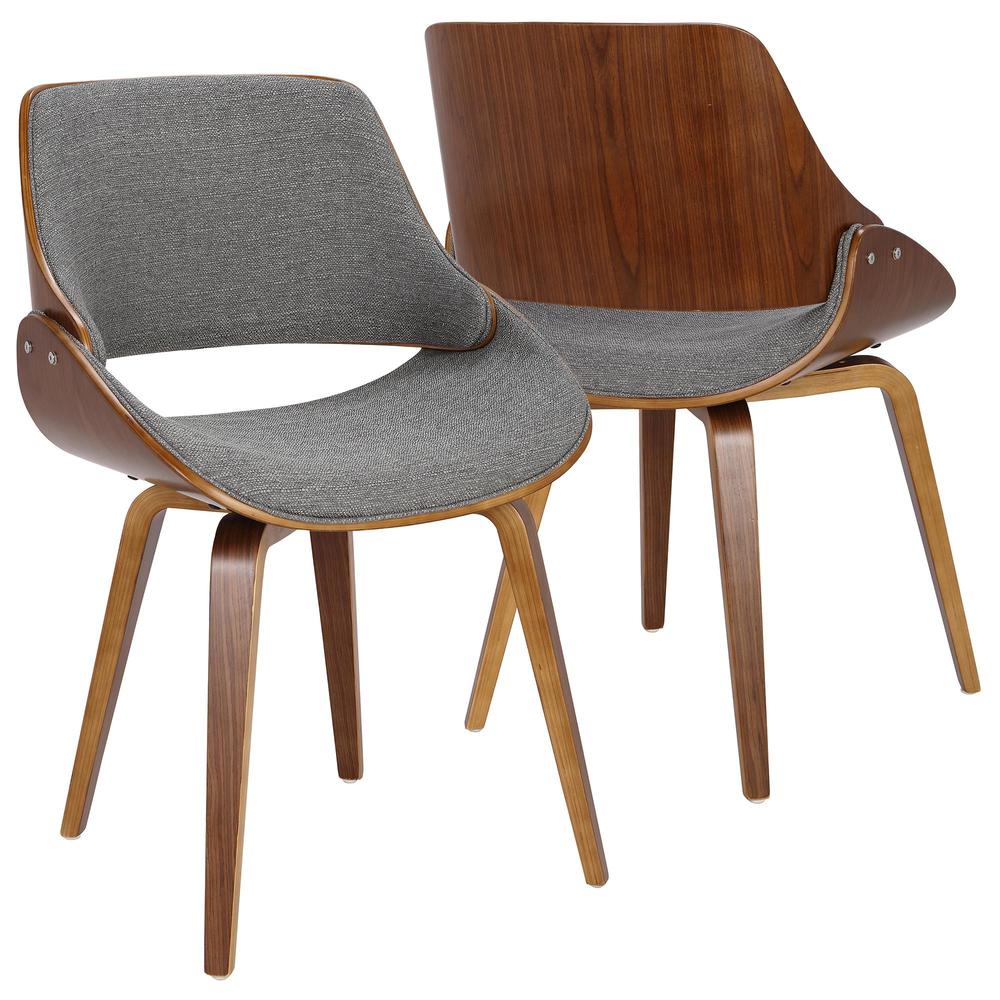 Walnut, Grey Fabrizzi Chair. Picture 1