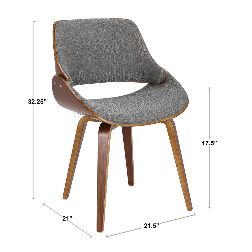 Walnut Wood, Grey Fabric Fabrizzi Chair - Set of 2. Picture 8