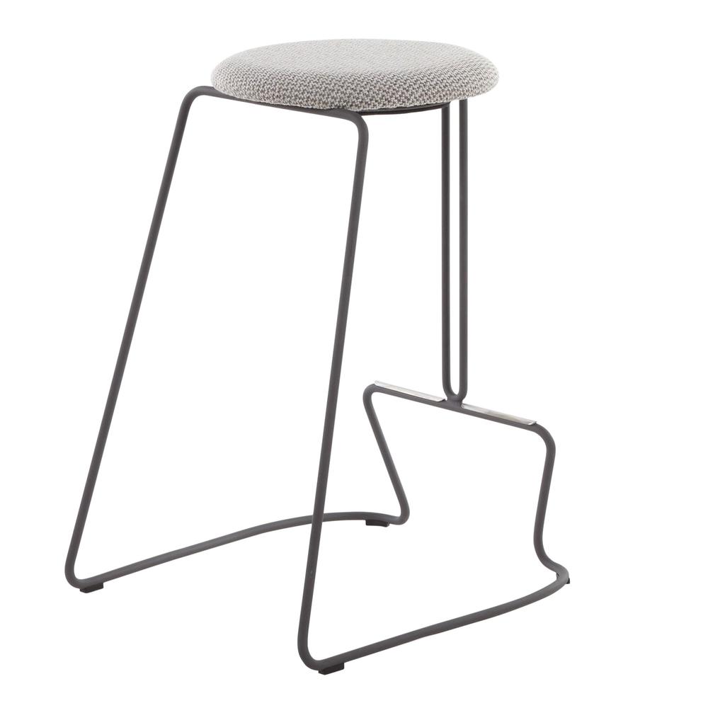 Black Steel, Light Grey Fabric Finn Counter Stool - Set of 2. Picture 4