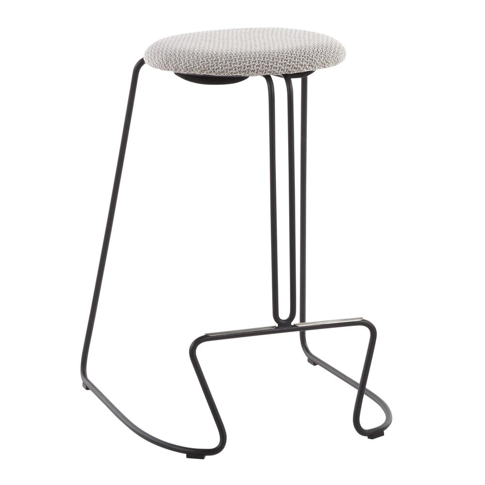Black Steel, Light Grey Fabric Finn Counter Stool - Set of 2. Picture 2