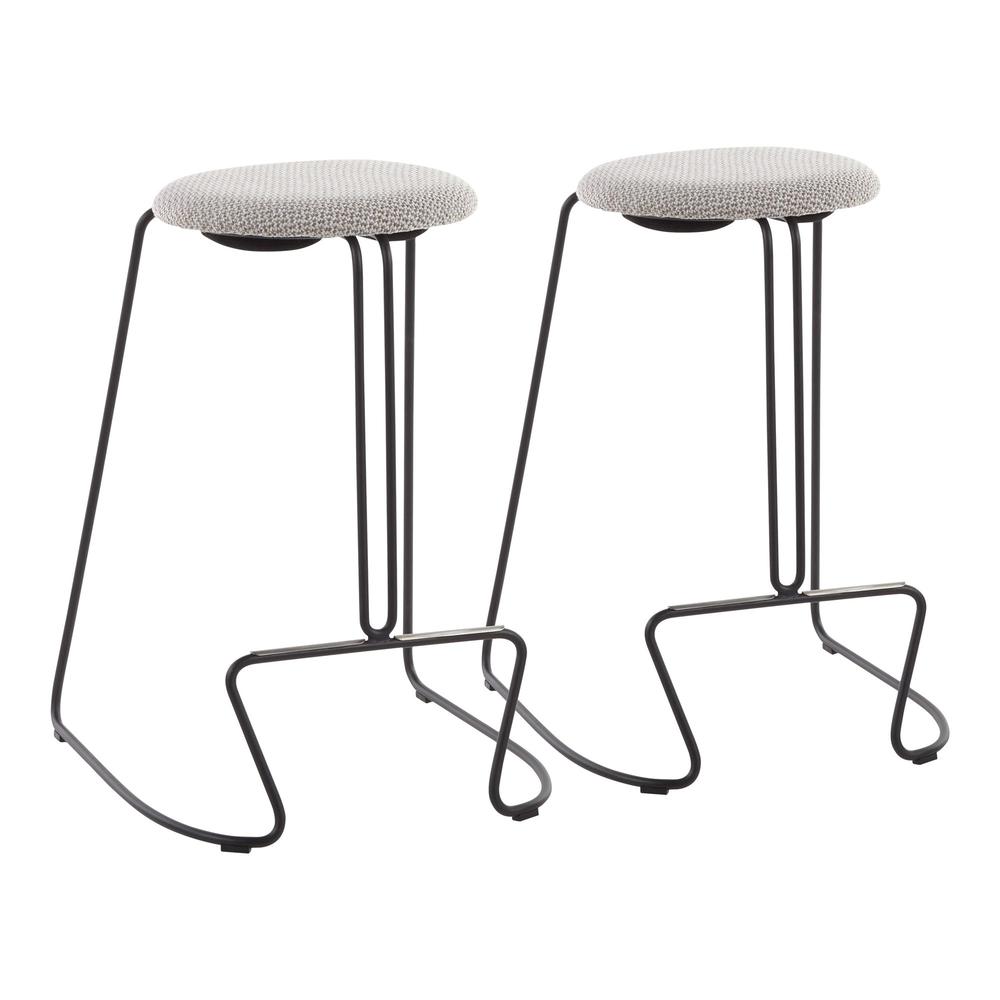 Black Steel, Light Grey Fabric Finn Counter Stool - Set of 2. Picture 1