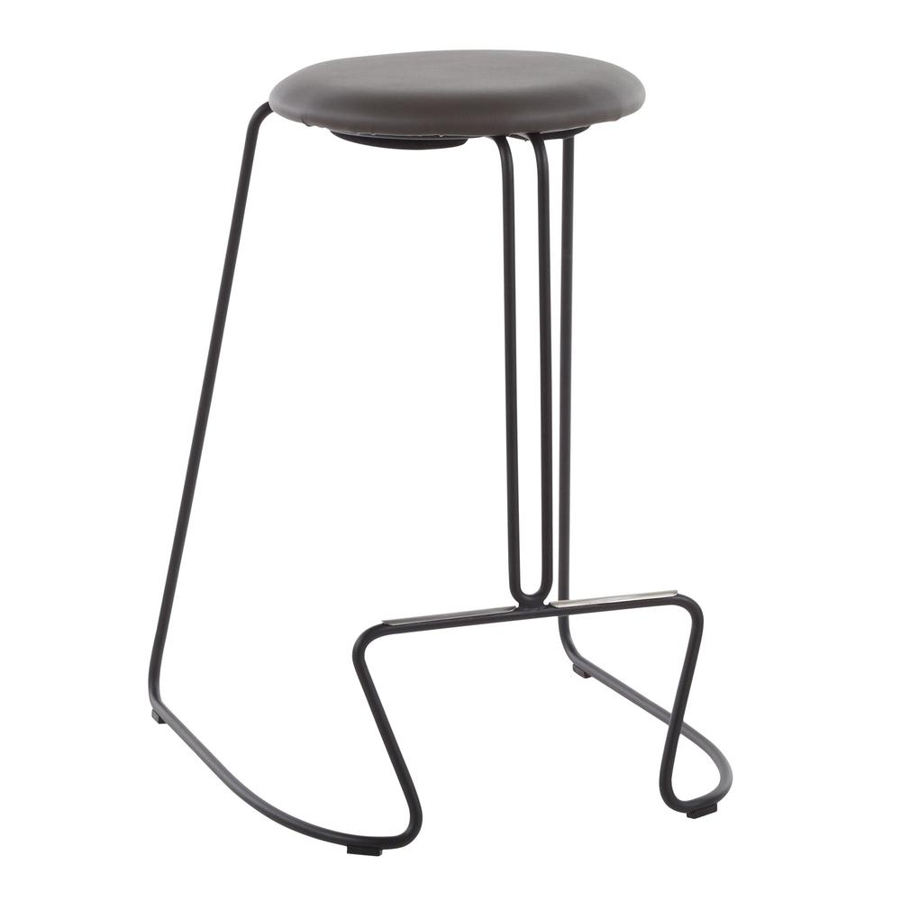 Black Steel, Grey PU Finn Counter Stool - Set of 2. Picture 2