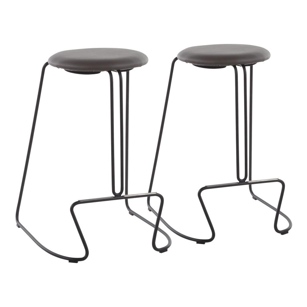 Black Steel, Grey PU Finn Counter Stool - Set of 2. Picture 1
