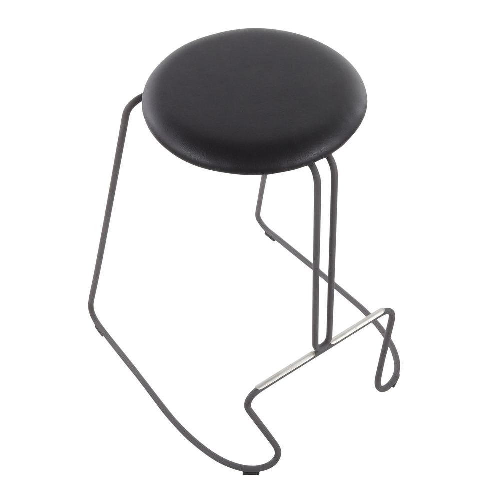 Grey Steel, Black PU Finn Counter Stool - Set of 2. Picture 7