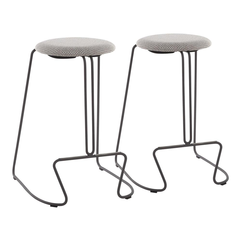 Grey Steel, Light Grey Fabric Finn Counter Stool - Set of 2. Picture 1