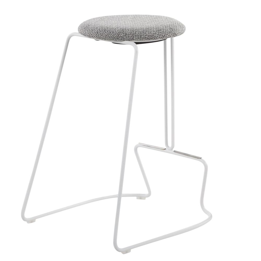 White Steel, Charcoal Fabric Finn Counter Stool - Set of 2. Picture 4