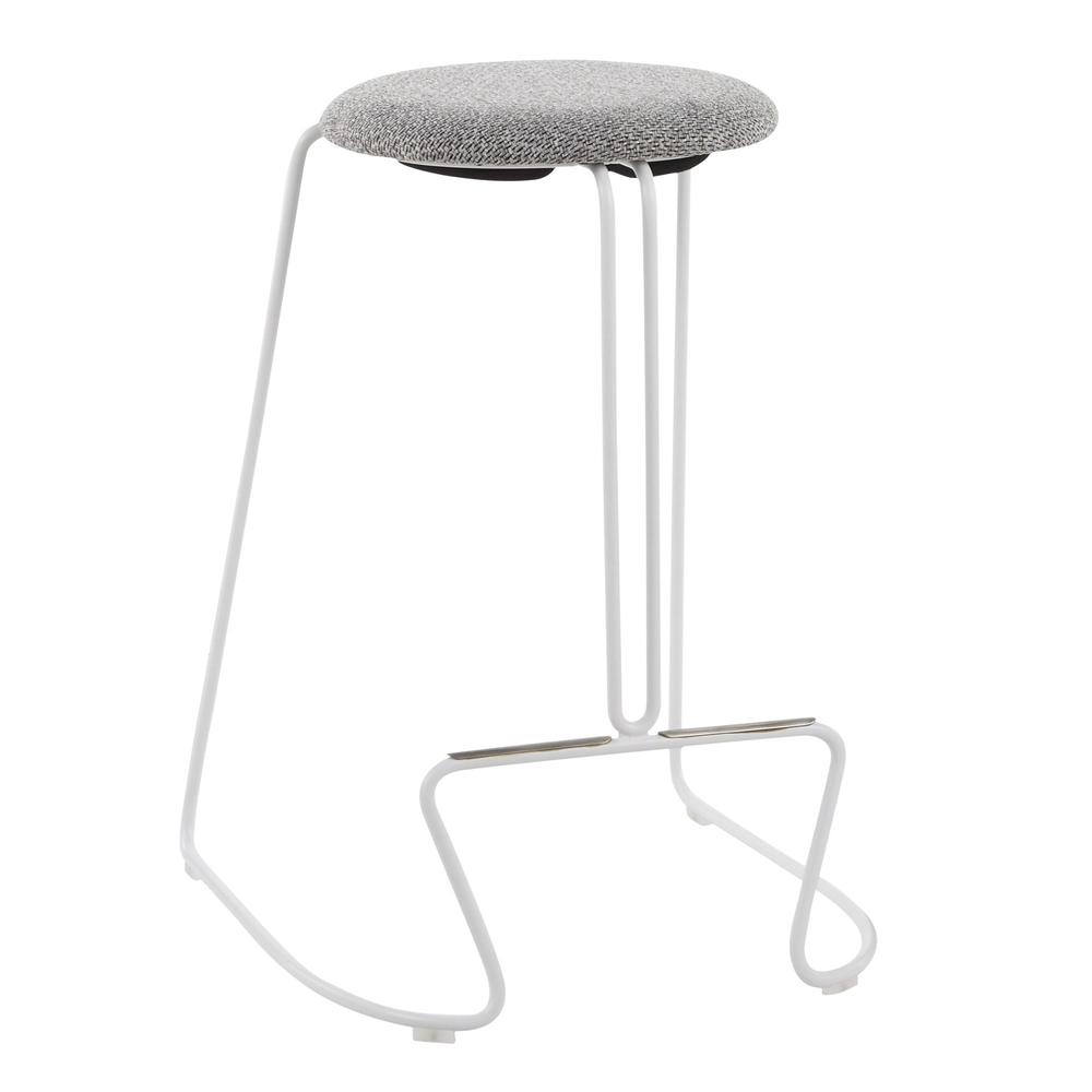 White Steel, Charcoal Fabric Finn Counter Stool - Set of 2. Picture 2