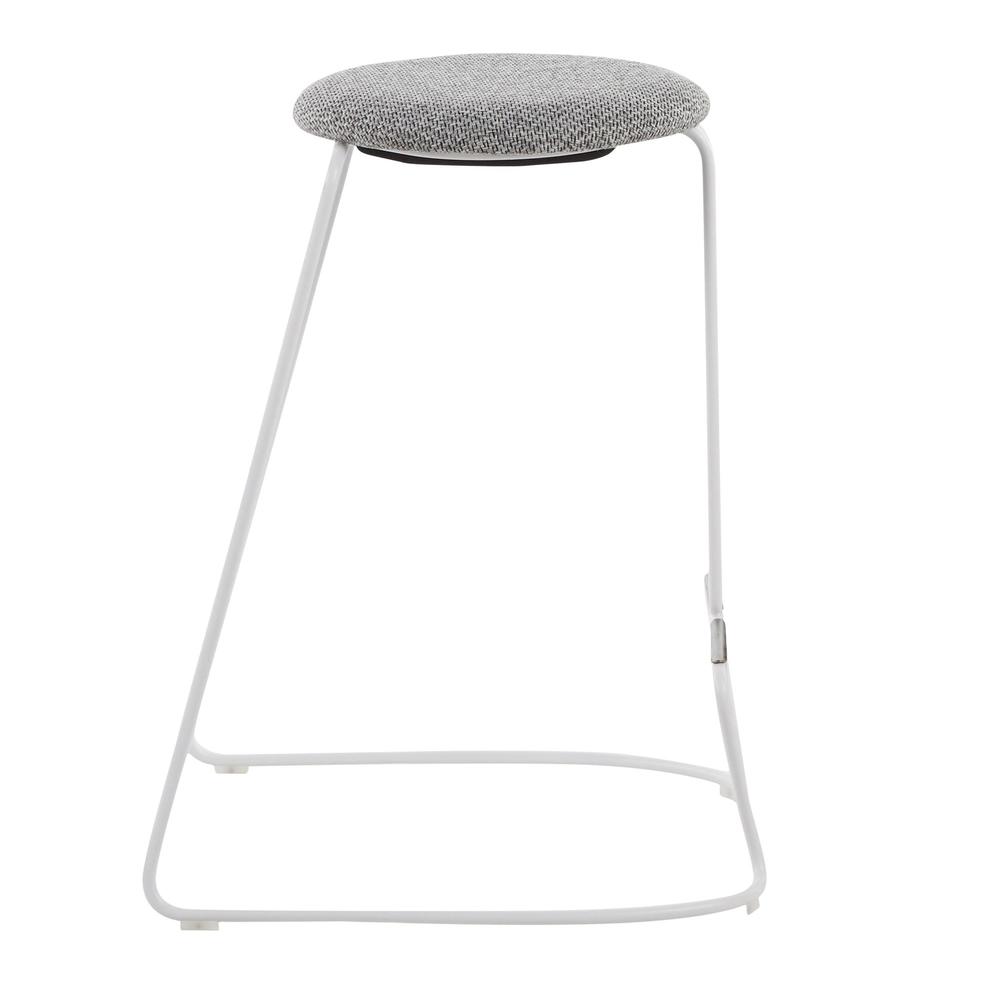 White Steel, Charcoal Fabric Finn Counter Stool - Set of 2. Picture 3