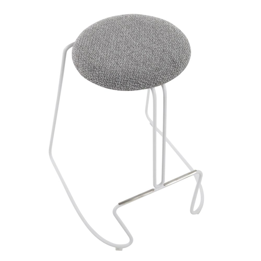White Steel, Charcoal Fabric Finn Counter Stool - Set of 2. Picture 7