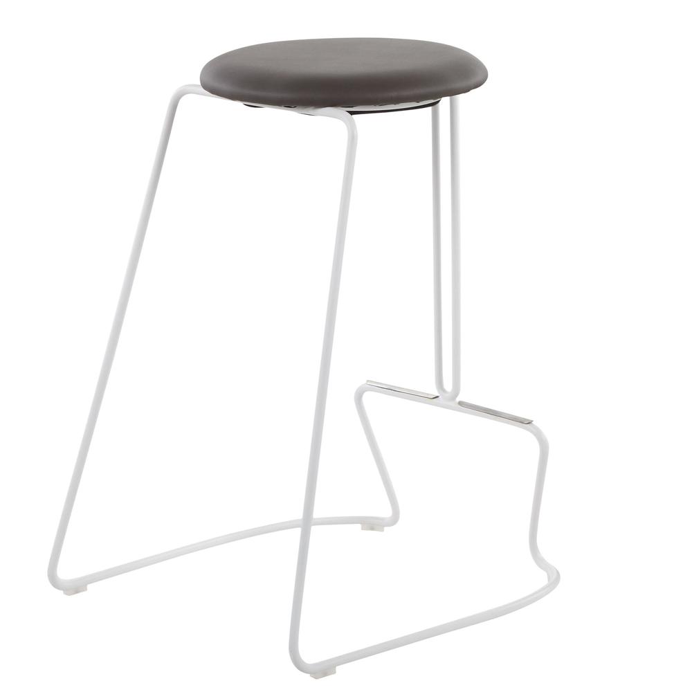 White Steel, Grey PU Finn Counter Stool - Set of 2. Picture 4
