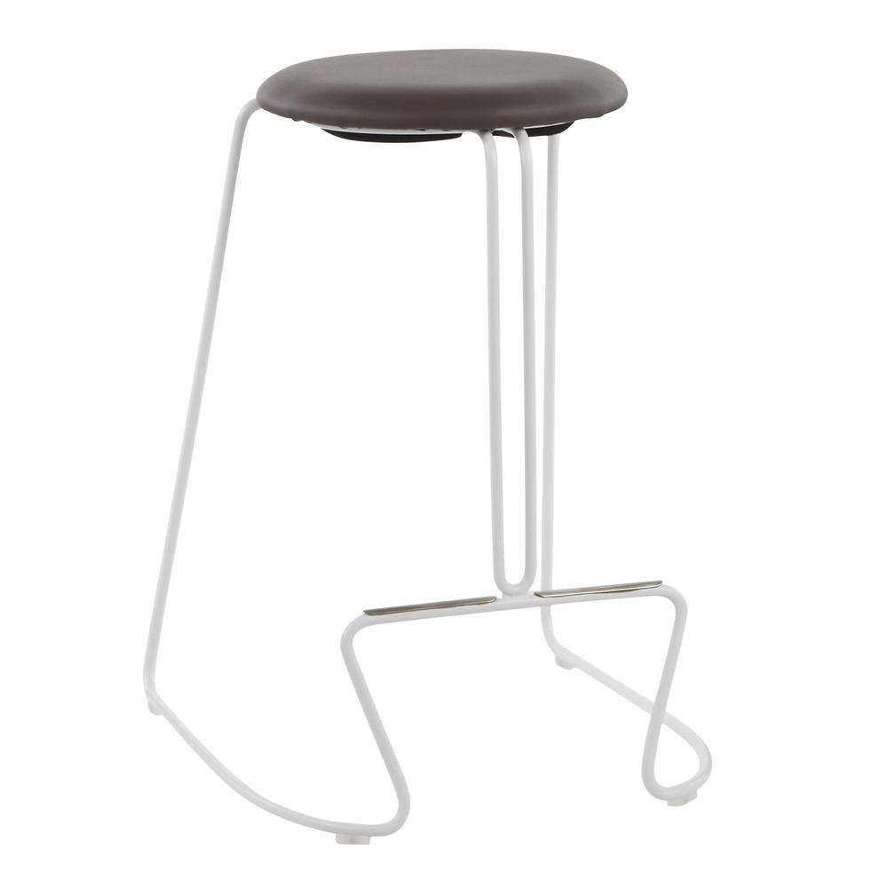 White Steel, Grey PU Finn Counter Stool - Set of 2. Picture 2