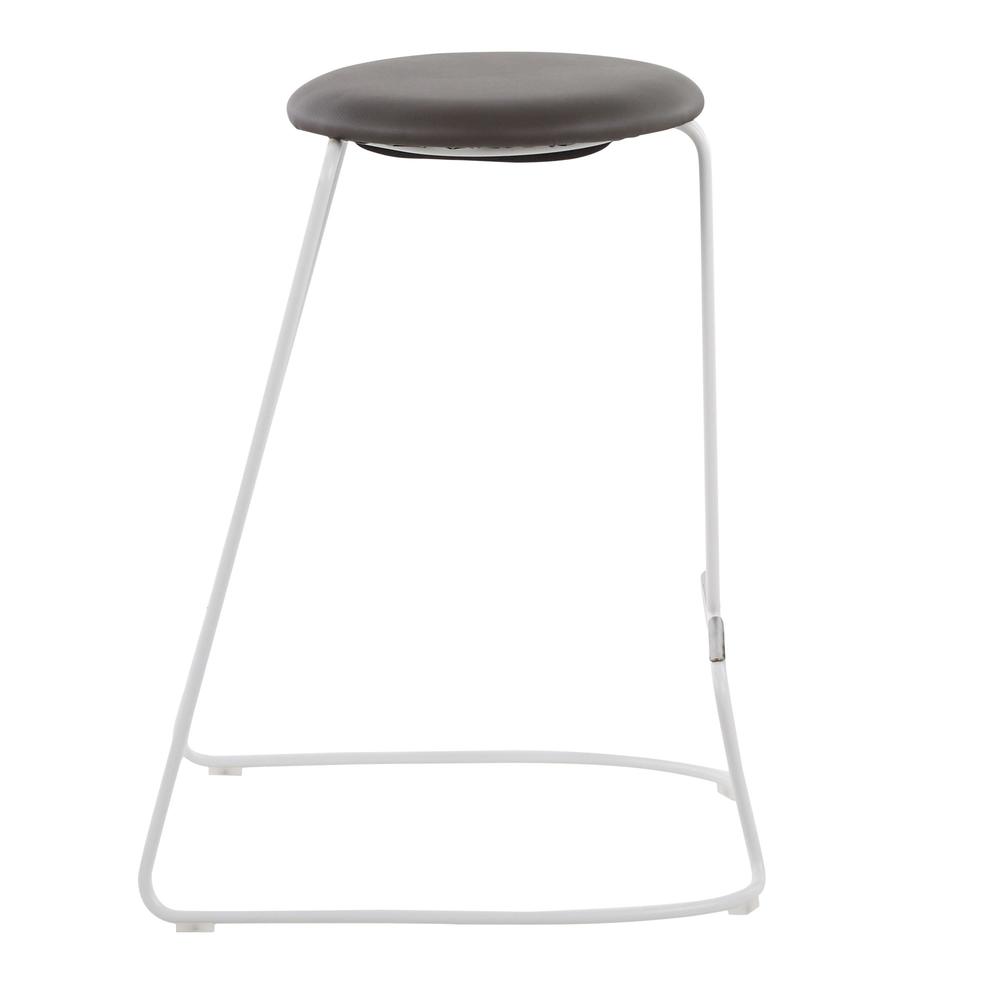 White Steel, Grey PU Finn Counter Stool - Set of 2. Picture 3