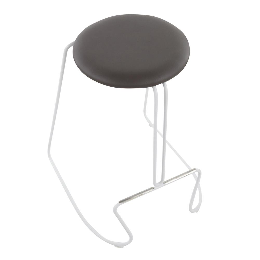 White Steel, Grey PU Finn Counter Stool - Set of 2. Picture 7