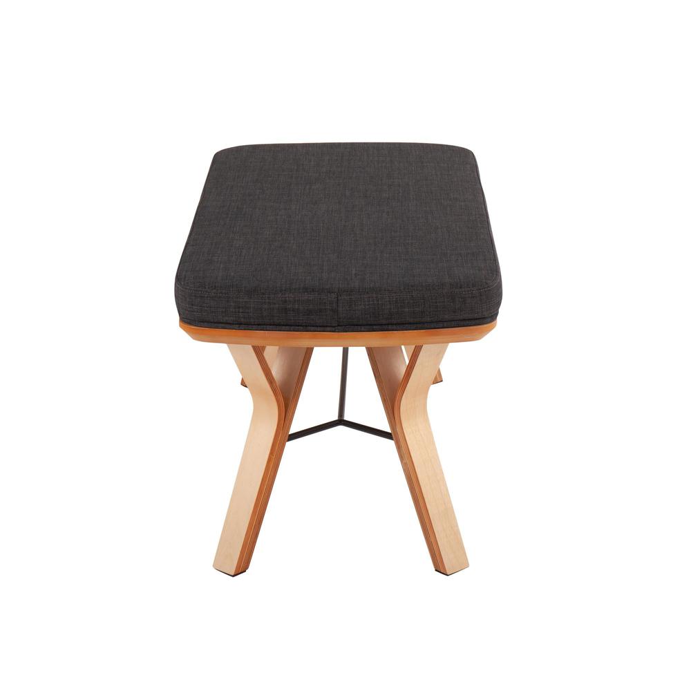 Natural Wood, Charcoal Fabric Folia Bench. Picture 2
